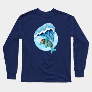 Dolphin flying with the wave(parachute jump) Long Sleeve T-Shirt